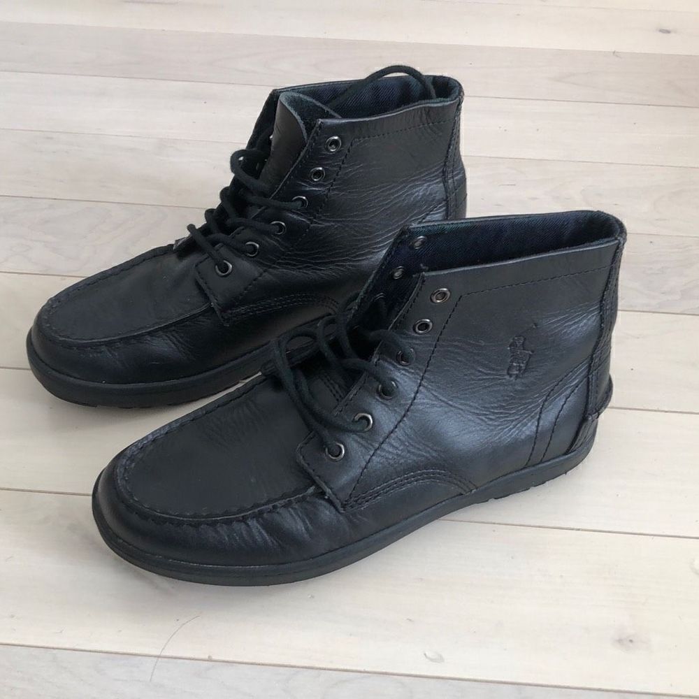 Polo Ralph Lauren Boy's Upper Leather Black Boots Size 5.5